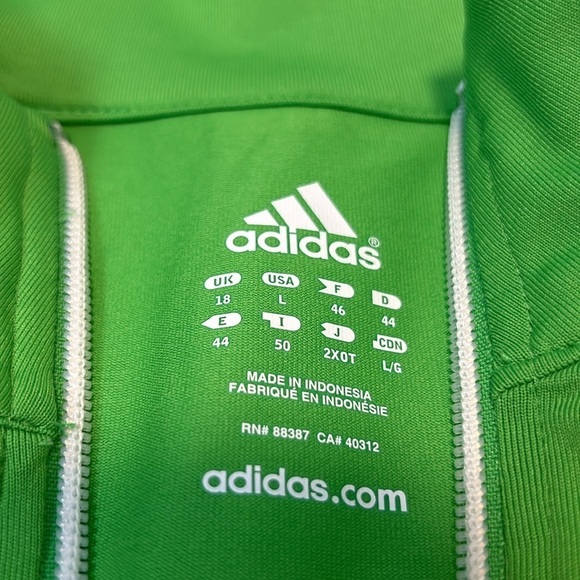 Adidas Green & White Zip Up Sz L - Picture 10 of 10